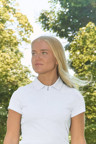Thrive Cap Sleeve Women's Golf Polo Shirts - White