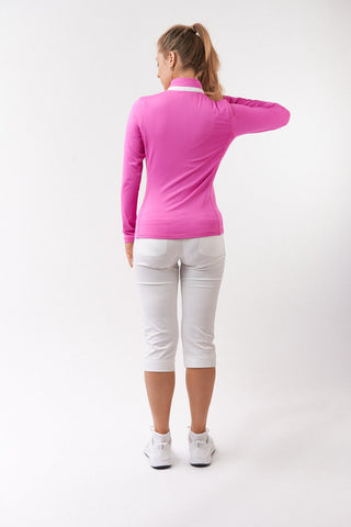 Mist Ladies Golf Full Zip Mid Layer - Azalea