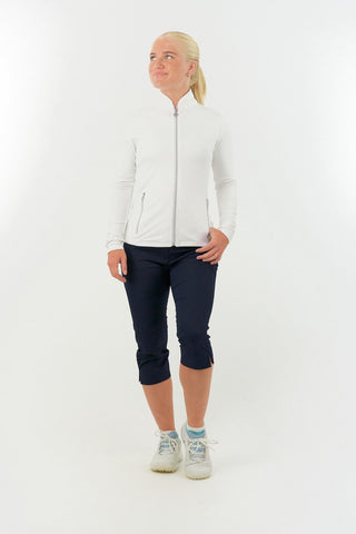 Mist Ladies Golf Full Zipped Mid Layer - White