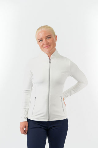 Mist Ladies Golf Full Zipped Mid Layer - White