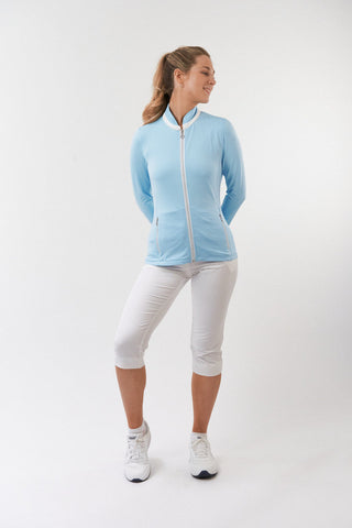 Mist2 Ladies Golf Full Zipped Mid Layer - Pale Blue