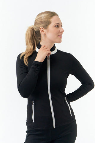 Mist Ladies Golf Full Zipped Mid Layer - Black
