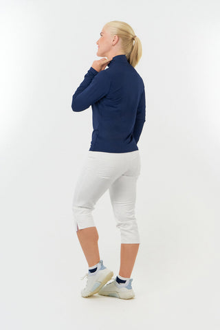 Tranquillity Ladies Golf Mid Quarter Zip Polo - Navy