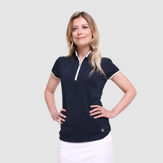 Bloom Ladies Cap Sleeve Polo Shirt - Navy