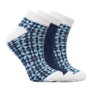 NSCO- Ladies Printed Golf Trainer Socks 3 Pack - Navy Viola