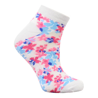 Ladies Printed Golf Trainer Socks 3 Pack - Watercolour Petal