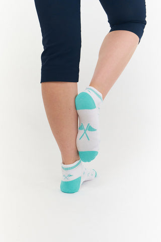 3 Pair Pack Ladies Cushioned Golf Socks - Aqua