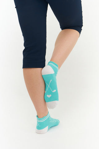 3 Pair Pack Ladies Cushioned Golf Socks - Aqua