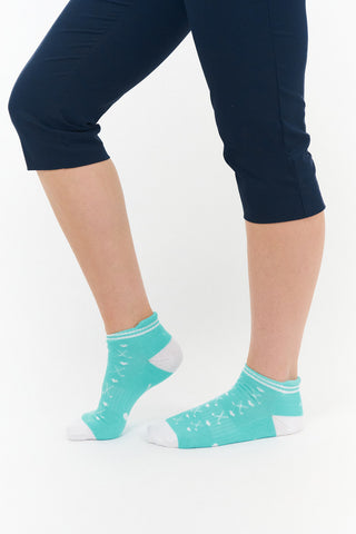 3 Pair Pack Ladies Cushioned Golf Socks - Aqua