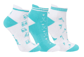 3 Pair Pack Ladies Cushioned Golf Socks - Aqua