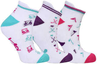 NSCO- 3 Pair Pack Of Multi Coloured Ladies Golf Socks