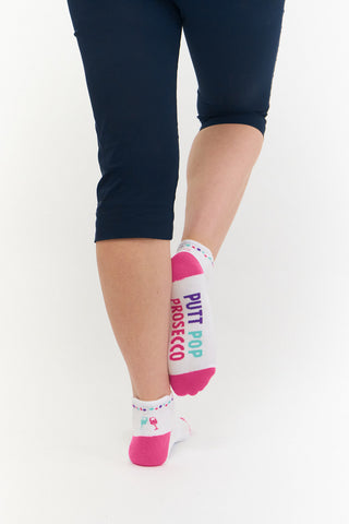 NSCO- Pair Of Putt Pop Prosecco Ladies Golf Socks
