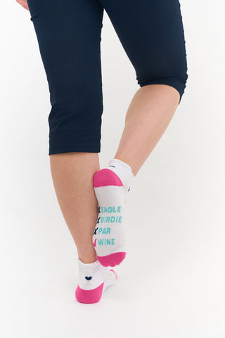 NSCO- Pair Of Wine Slogan Ladies Golf Socks