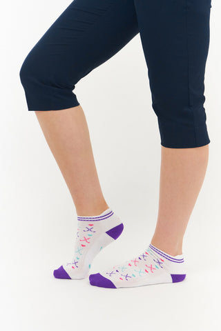 NSCO- 3 Pair Pack Of Multi Coloured Ladies Golf Socks