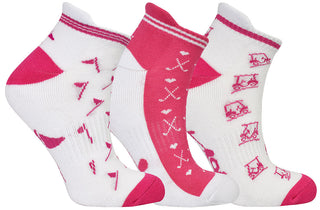 NSCO- 3 Pair Pack Ladies Golf Socks - Pink
