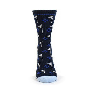 NSCO- Pair of Navy Crew Ladies Golf Socks with Flag Design - Navy