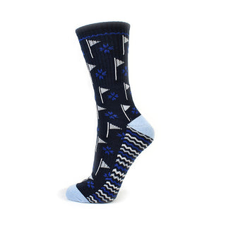 NSCO- Pair of Navy Crew Ladies Golf Socks with Flag Design - Navy