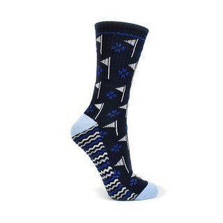 NSCO- Pair of Navy Crew Ladies Golf Socks with Flag Design - Navy