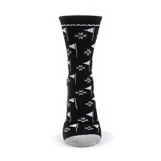 NSCO- Pair of Black Crew Ladies Golf Socks with Flag Design