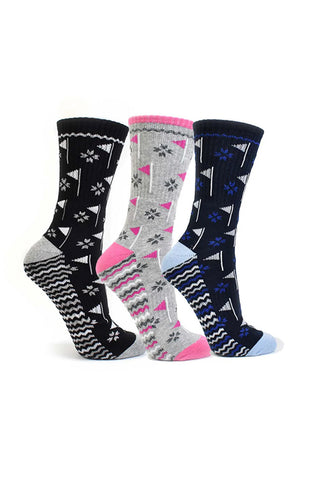NSCO- 3 Pair Pack of Crew Ladies Golf Socks - Navy, Grey and Black