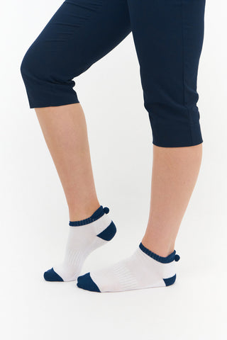 NSCO- 3 Pair Pack of Pom Pom Ladies Golf Socks - Navy