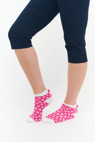 NSCO- 3 Pair Pack of Multi Spot Pom Pom Ladies Golf Socks - Pink, Aqua and Blue