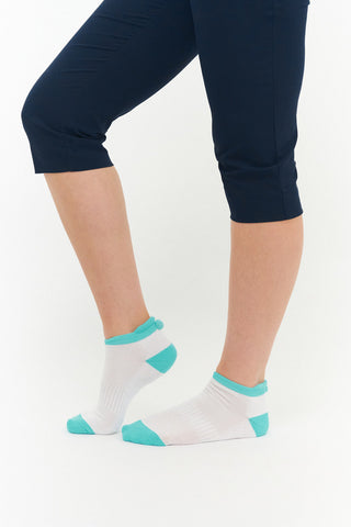 NSCO- 3 Pair Pack of Multi Plain Ladies Golf Socks With Pom Poms