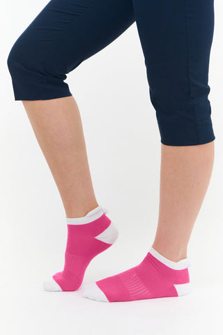 NSCO- 3 Pair Pack of Pink Pom Pom Ladies Golf Socks - Pink