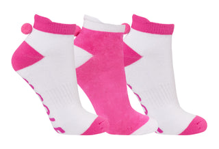NSCO- 3 Pair Pack of Pink Pom Pom Ladies Golf Socks - Pink