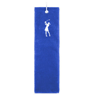 NSCO- Embroidered Lady Golfer Trifold Golf Towel - Royal Blue