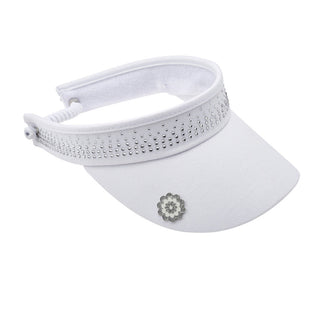NSCO- Crystal Telephone Wire Golf Visor with Ball Marker - White