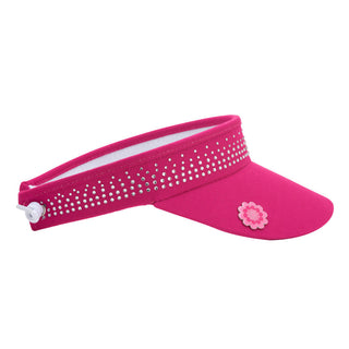 NSCO- Crystal Telephone Wire Golf Visor with Ball Marker - Pink