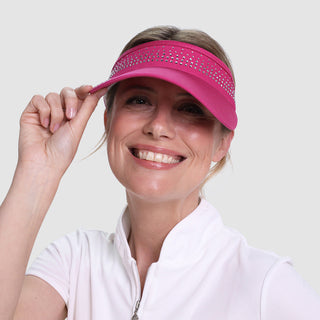 NSCO- Crystal Telephone Wire Golf Visor with Ball Marker - Pink
