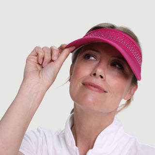 NSCO- Crystal Telephone Wire Golf Visor with Ball Marker - Pink