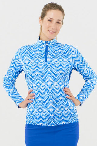 Balance Ladies Golf Long Sleeve Zip Top - Santorini Skies
