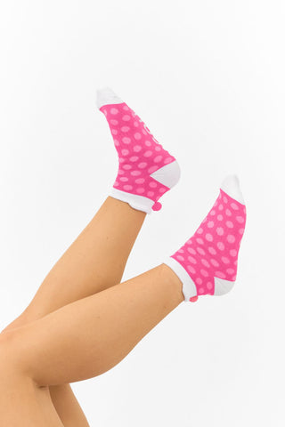 NSCO- 3 Pair Pack of Multi Spot Pom Pom Ladies Golf Socks - Pink, Aqua and Blue