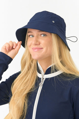 NSCO- Ladies Golf Waterproof Fleece Lined Bucket Rain Hat- Navy