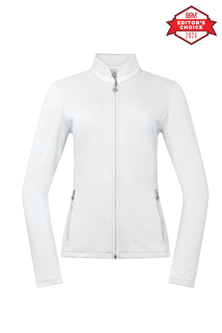 Mist Ladies Golf Full Zipped Mid Layer - White
