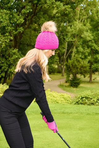 NSCO- Surprizeshop Waterproof Bobble Ladies Golf Hat - Hot Pink