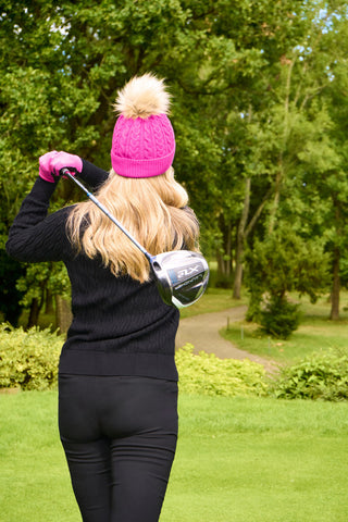 NSCO- Surprizeshop Waterproof Bobble Ladies Golf Hat - Hot Pink