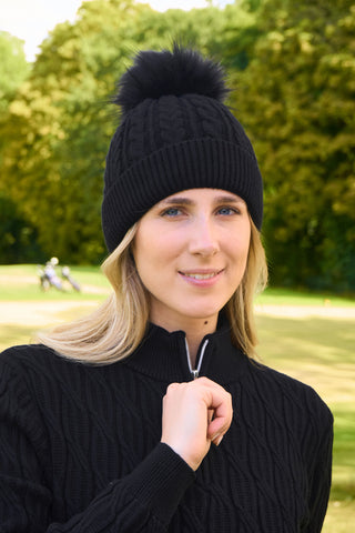 Surprizeshop Waterproof Bobble Ladies Golf Hat - Black