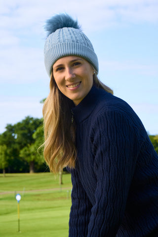 NSCO- Surprizeshop Waterproof Bobble Ladies Golf Hat - Pastel Blue