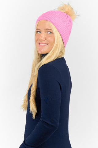 Surprizeshop Waterproof Bobble Ladies Golf Hat - Soft Pink