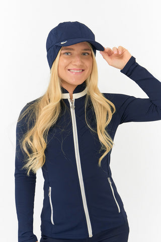 NSCO- Ladies Waterproof Fleece Lined Rain Cap with Ball Marker - Navy