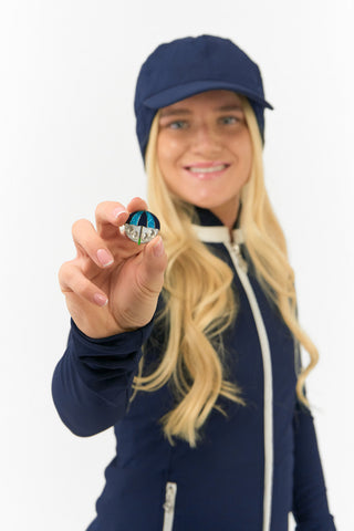 NSCO- Ladies Waterproof Fleece Lined Rain Cap with Ball Marker - Navy