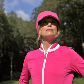 NSCO- Ladies Golf Waterproof Fleece Lined Rain Cap with Crystal Umbrella Ball Marker -Pink