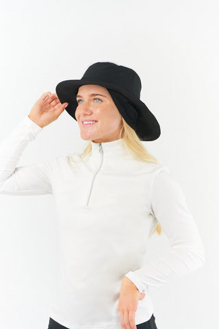 NSCO- Ladies Golf Waterproof Fleece Lined Rain Hat- Black