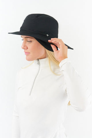 NSCO- Ladies Golf Waterproof Fleece Lined Rain Hat- Black