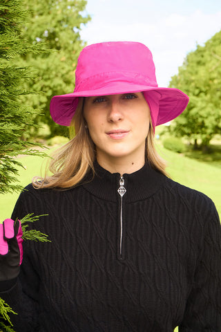 NSCO- Ladies Golf Waterproof Fleece Lined Rain Hat- Pink