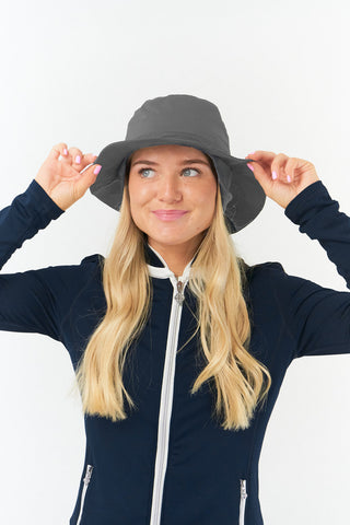 NSCO- Ladies Golf Waterproof Fleece Lined Rain Hat - Grey